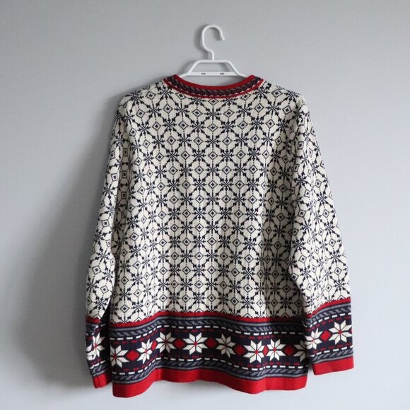 Northern Reflections Women's Sz Lrg Fair Isle Full Zip Crewneck Cotton Cardigan - Picture 2 of 13